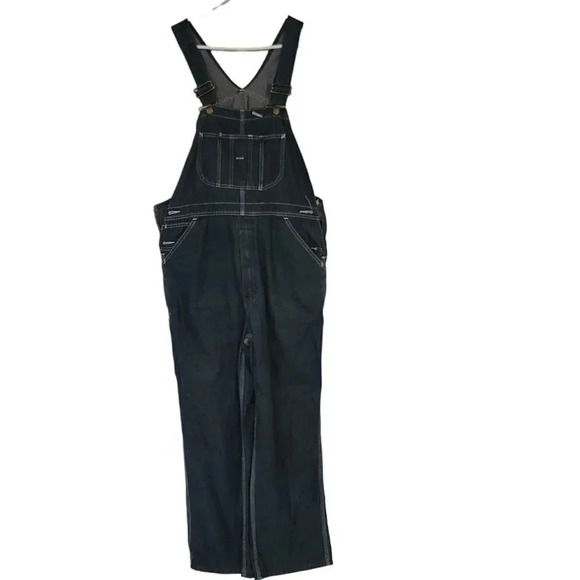 1960s Vintage Sears Tradewear Denim Bib Overalls Union Made 38x30 Dark wash - Picture 1 of 11
